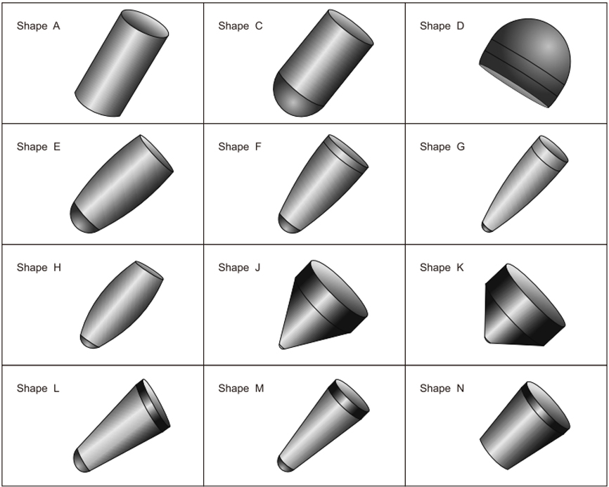 Technical Drawing of Rotary Bur Head Blanks