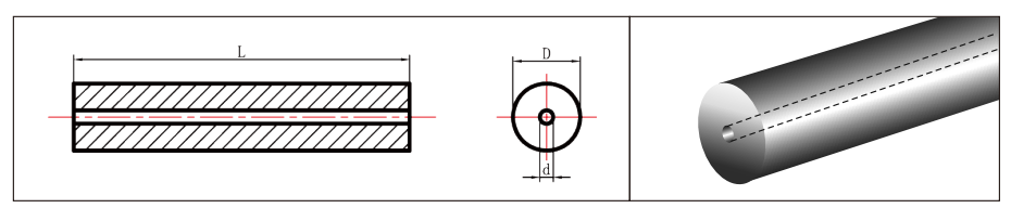 Technical Drawing of 1 Straight Hole Centered