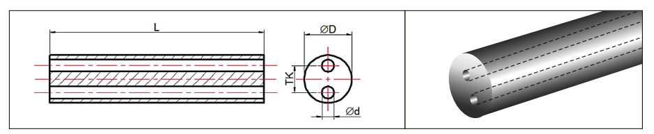 Technical Drawing of 2 Straight Hole